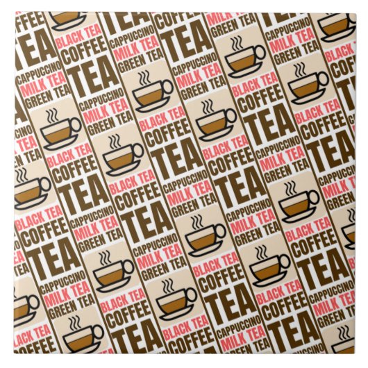 KOFFIE TEA PATTERN, keramische Tegel Tegeltje (Voorkant)