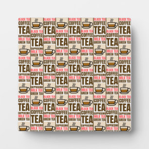 KOFFIE TEA PATTERN, tabletop Plaque met Easel Fotoplaat