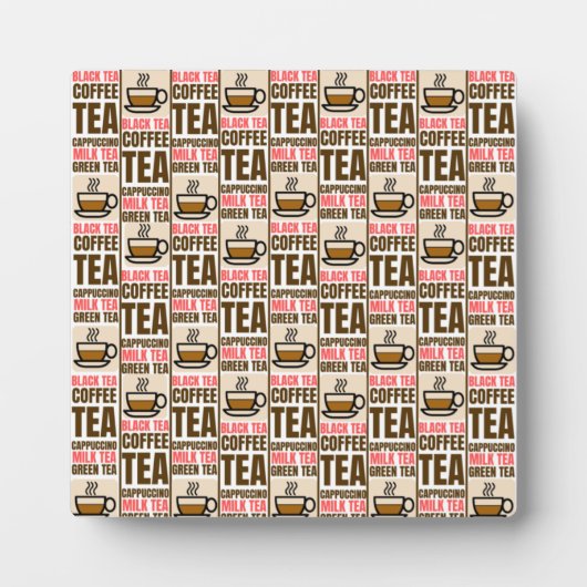 KOFFIE TEA PATTERN, tabletop Plaque met Easel Fotoplaat (Voorkant)
