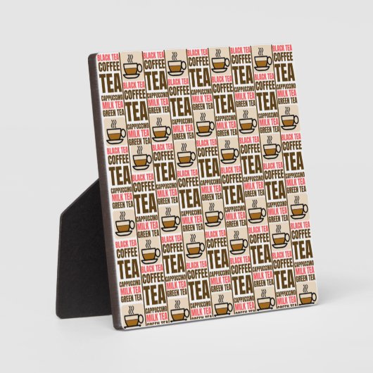 KOFFIE TEA PATTERN, tabletop Plaque met Easel Fotoplaat (Voorkant)