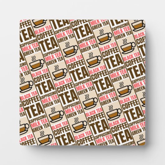 KOFFIE TEA PATTERN, tabletop Plaque met Easel Fotoplaat (Voorkant)