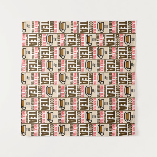 KOFFIE TEA PATTERN, Tapestry Wandkleed (Voorkant (horizontaal))