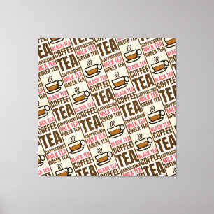 KOFFIE TEA PATTERN, verrekte canvas afdrukken