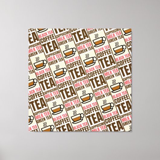 KOFFIE TEA PATTERN, verrekte canvas afdrukken (Voorkant)