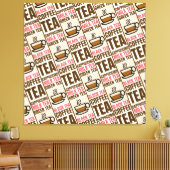 KOFFIE TEA PATTERN, verrekte canvas afdrukken (Insitu (Woonkamer))