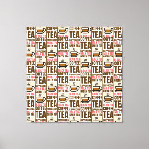 KOFFIE TEA PATTERN, verrekte canvas afdrukken