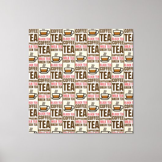 KOFFIE TEA PATTERN, verrekte canvas afdrukken (Voorkant)
