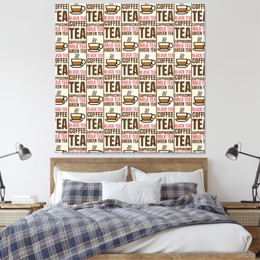 KOFFIE TEA PATTERN, verrekte canvas afdrukken (Insitu (Slaapkamer))