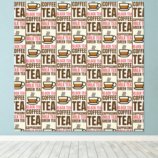 KOFFIE TEA PATTERN, verrekte canvas afdrukken (Insitu (Houten vloer))