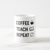 Koffie → Teach → Herhaal – Grappig citaat van de l Koffiemok (Center)