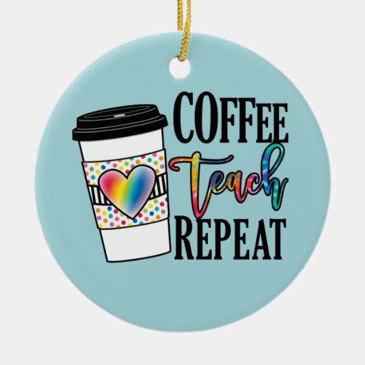 Koffie, teach, herhaal keramisch ornament (Voorkant)