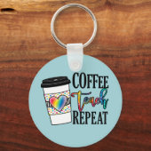 Koffie, teach, herhaal sleutelhanger (Voorkant)