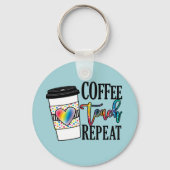 Koffie, teach, herhaal sleutelhanger (Achterkant)