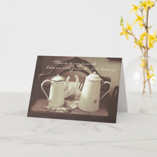 koffie/theapots-vriendschap "Old Friend" Kaart (Gele Bloem)