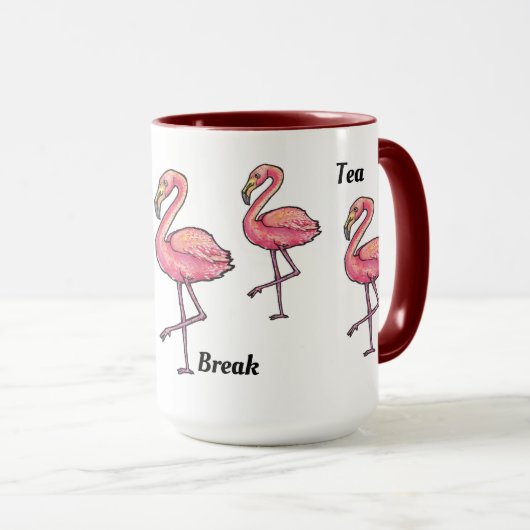Koffie thee break roze flamingo mok (Voorkant rechts)