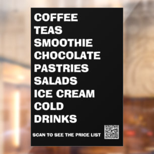 Koffie, thee en salades – minimalistisch café raamsticker