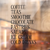Koffie, thee en salades Window Vinyl – Transparant Raamsticker (Vel 2)