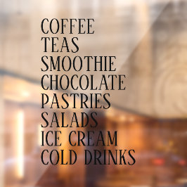 Koffie, thee en salades Window Vinyl – Transparant Raamsticker