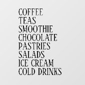 Koffie, thee en salades Window Vinyl – Transparant Raamsticker (Vel)