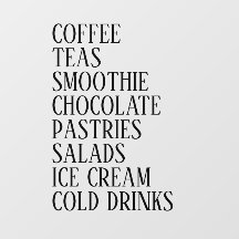 Koffie, thee en salades Window Vinyl – Transparant