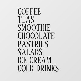Koffie, thee en salades Window Vinyl – Transparant Raamsticker