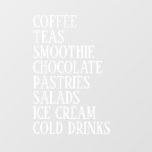 Koffie, thee en salades Window Vinyl – Transparant Raamsticker (Vel)