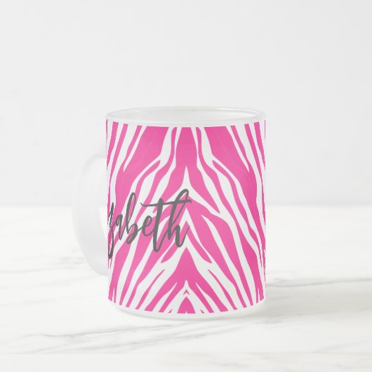 Koffie Thee Mokken, Hot Pink Leopard Matglas Koffiemok (Voorkant links)