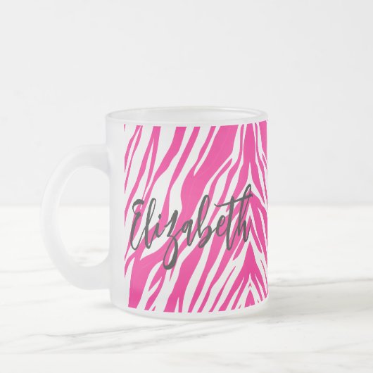 Koffie Thee Mokken, Hot Pink Leopard Matglas Koffiemok (Links)