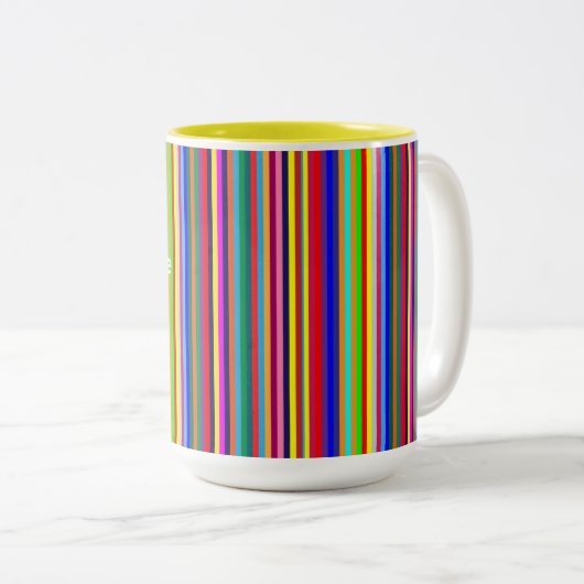 Koffie Thee Mokken, Kleuren van de Wereld Stripes Tweekleurige Koffiemok (Voorkant rechts)