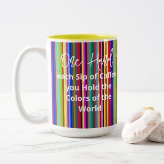 Koffie Thee Mokken, Kleuren van de Wereld Stripes Tweekleurige Koffiemok