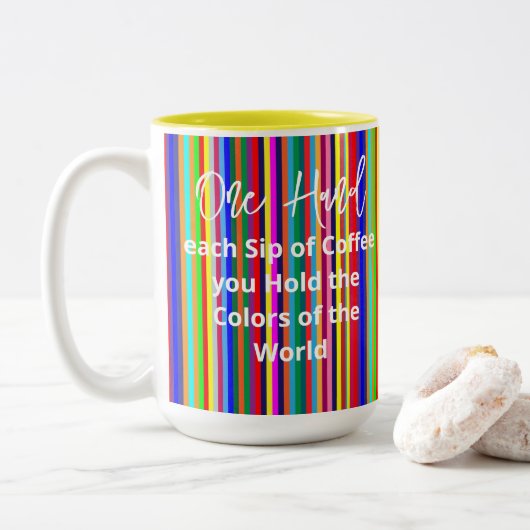 Koffie Thee Mokken, Kleuren van de Wereld Stripes Tweekleurige Koffiemok (Met donut)