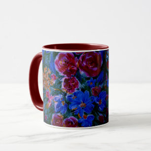 koffie, thee of thee van rood, blauw of maroon mok