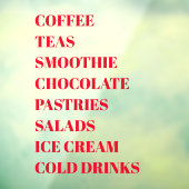 Koffie Thee Salades Ramen Transparant | Eten Raamsticker (Vel 3)