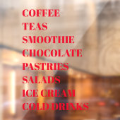 Koffie Thee Salades Ramen Transparant | Eten Raamsticker (Vel 2)