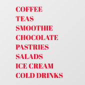 Koffie Thee Salades Ramen Transparant | Eten Raamsticker (Vel)