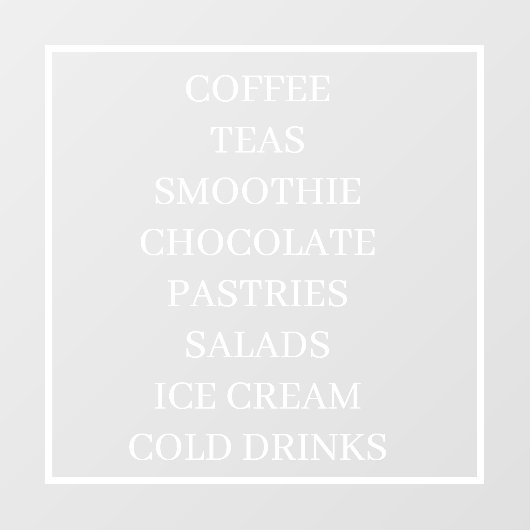 Koffie Thee Salades Ramen Transparante Raamsticker (Vel)