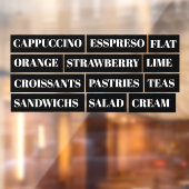 Koffie Thee Salades Venster Vinyls Transparant | E Raamsticker (Vel 2)