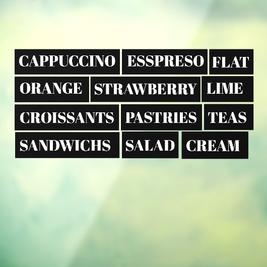 Koffie Thee Salades Venster Vinyls Transparant | E Raamsticker (Vel 3)