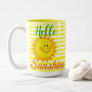 Koffie Theekoppen, Hallo Zonneschijn Zon Strepen Tweekleurige Koffiemok