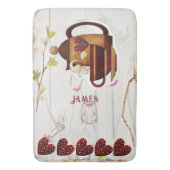 Koffie theepot harten rustiek land tuin elegant badmat (Voorkant Verticaal)