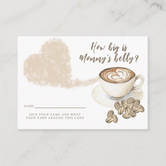 Koffie thema Baby shower Hoe groot is mama's buik Informatiekaartje (Voorkant)