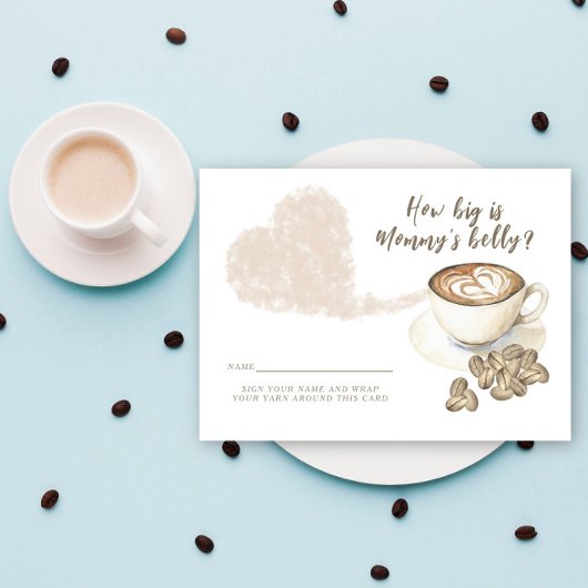 Koffie thema Baby shower Hoe groot is mama's buik Informatiekaartje