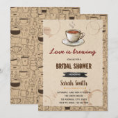 Koffie thema bruids douche uitnodiging (Voorkant / Achterkant)