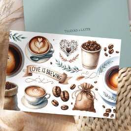 Koffie-Thema Dankkaartjes, Hartelijk Dank, een Lat Bedankkaart