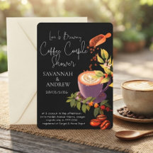 Koffie thema koppel shower uitnodiging