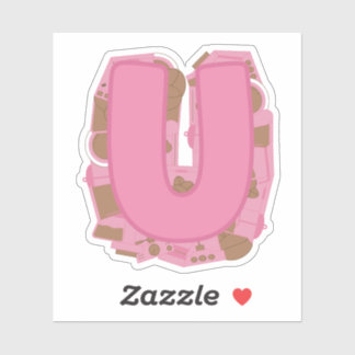 Koffie Thema Letter U Aangepaste gesneden Vinyl St Sticker
