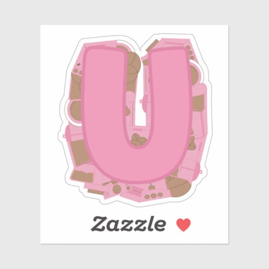 Koffie Thema Letter U Aangepaste gesneden Vinyl St Sticker (Vel)