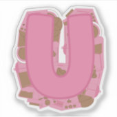 Koffie Thema Letter U Aangepaste gesneden Vinyl St Sticker (Voorkant)