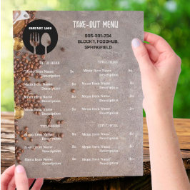 Koffie Thema Restaurant Afhaalmenu met QR-code Flyer