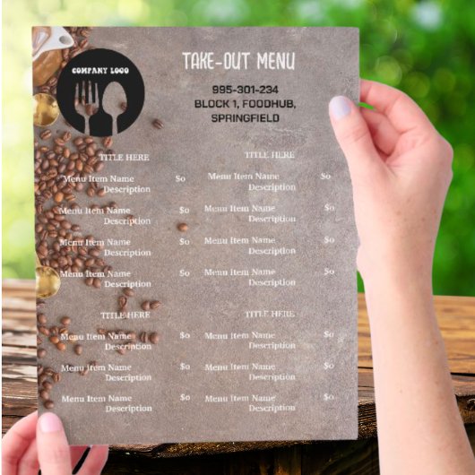 Koffie Thema Restaurant Afhalen Menu met QR-code
